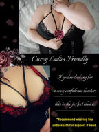 Plus Size Eyelash Lace Bodysuit with Snap Crotch - Elegant Lingerie for Night Out