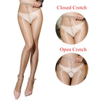 Summer Sheer Women's Pantyhose with Shiny Finish and Crotchless Design - Elegant Glitter Stockings and Nylon Hosiery