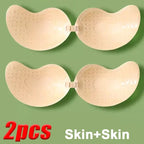 Invisible Strapless Adhesive Push-Up Bra with Seamless Silicone Nipple Covers for Women